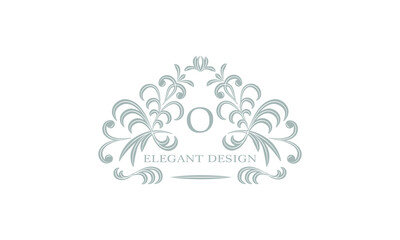 Elegant floral monogram template with letter O. Logo, business sign, identical for restaurant, boutique, hotel, heraldry, jewelry.