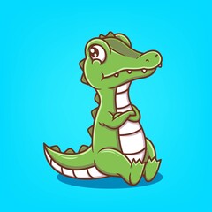 cute hand drawn crocodile cartoon vector illustration