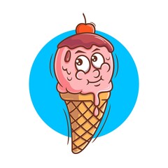 cute hand drawn ice cream cartoon vector illustration