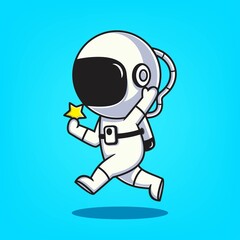 Obraz premium cute hand drawn astronaut icon cartoon vector illustration