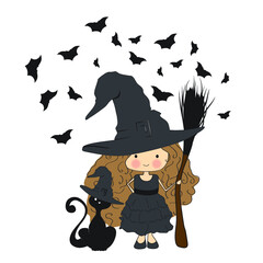 Halloween theme, little witch, vector artwork