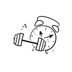 hand drawn doodle fitness time icon illustration vector isolated
