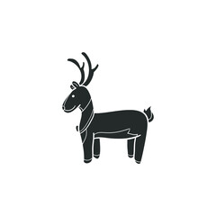 Santa Claus Reindeer Icon Silhouette Illustration. Deer Vector Graphic Pictogram Symbol Clip Art. Doodle Sketch Black Sign.