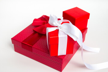 a red gift box. Festive packaging