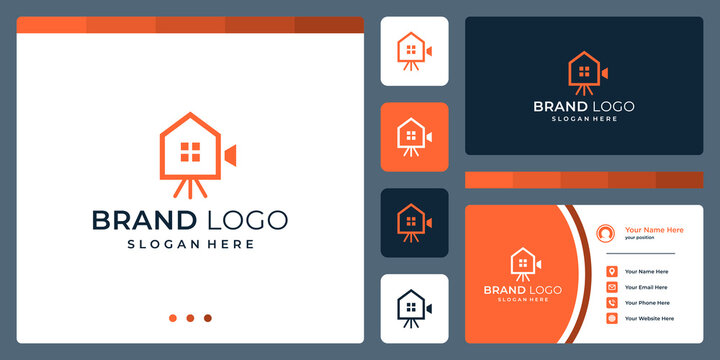 House building logo design template with video camera design graphic vector illustration. Symbol, icon, creative.