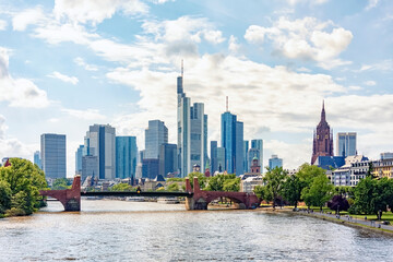 Fototapeta na wymiar The business district in Frankfurt, Germany