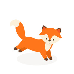 This is a cute fox on a white background.