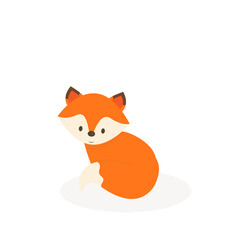 This is a cute fox on a white background.