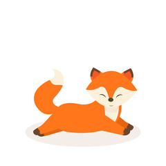 This is a cute fox on a white background.
