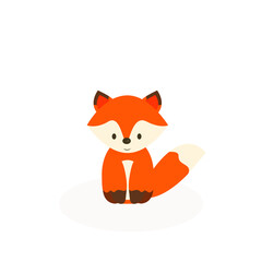 This is a cute fox on a white background.
