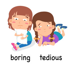 synonyms boring and tedious vector illustration