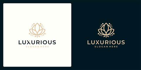 Fototapeta na wymiar Luxury logo design concept, Flower lotus logo, Beauty or spa logo template