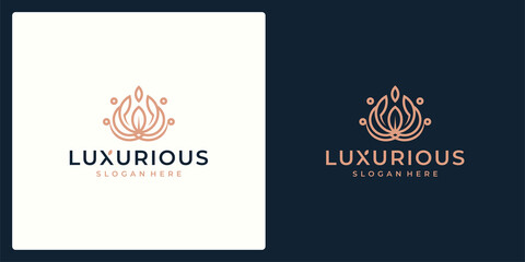 Luxury logo design concept, Flower lotus logo, Beauty or spa logo template