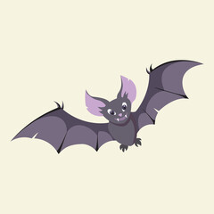 Cartoon vampire bat. Hand drawn vector illustration isolated on background.