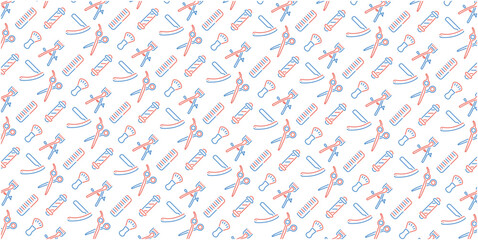 Fototapeta na wymiar Barber icon pattern background for wallpaper or wrapping (White version)