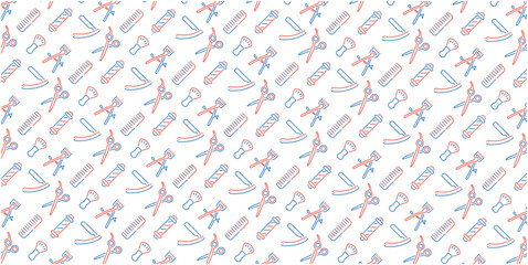 Barber icon pattern background for wallpaper or wrapping (White version)