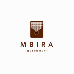 Kalimba. Mbira or thumb piano. African traditional musical instrument logo icon design template flat vector