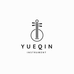 Yueqin chinese traditional musical instruments logo icon design template flat vector