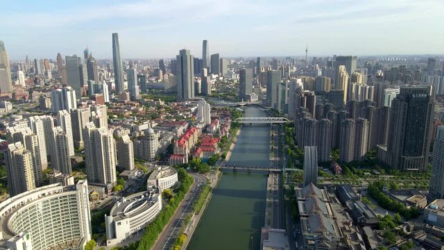 Aerial photography of Tianjin city scenery in China