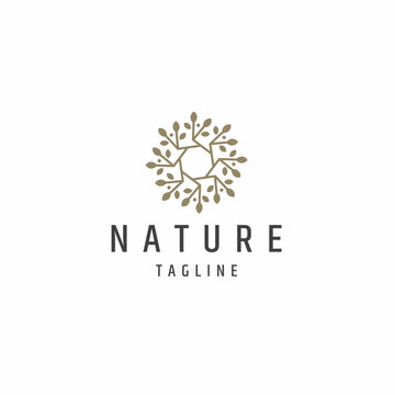 Abstract nature tree leaf logo icon design template flat vector