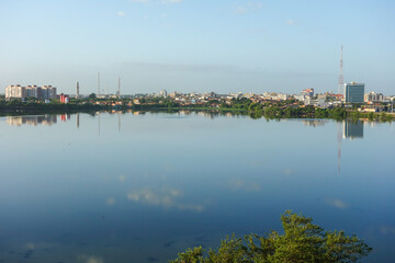 Fototapeta na wymiar Jansen Lagoon in the city of Sao Luis, Maranhao, Brazil. reflections on water surface