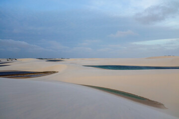 Lencois Maranhenses national park, Brazil. Dunes and lagoons, paradise tourist destination