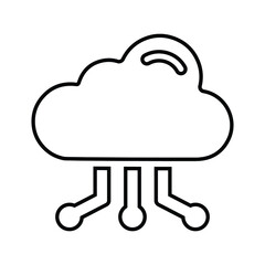 Cloud, network, sharing outline icon. Line art vector.