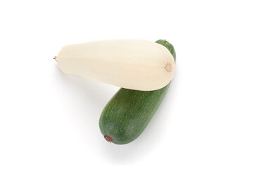 Zucchini close up on white background