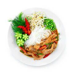 Chicken Feets Spicy Red Curry Spring Soup with Fermented Rice Noodles