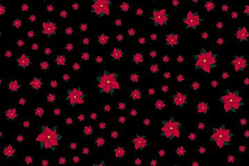 Naklejka na ściany i meble Holiday New Year and Merry Christmas Seamless Pattern Background with poinsettia flower. Vector Illustration