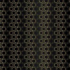 Golden geometric dotted hexagon circle vector pattern