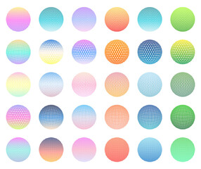 Gradient dotted sphere globes vector element set