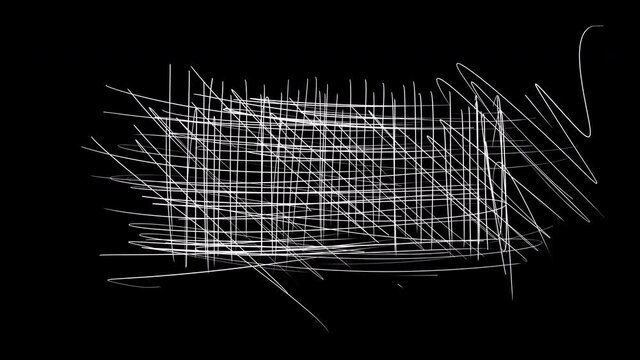 4k animation with doodle sketches with alpha channel. Crown, heart, cross, ban, scratches, question mark, love, chaos, mesh. Quickly changing sketch elements for viola effect in a clip.