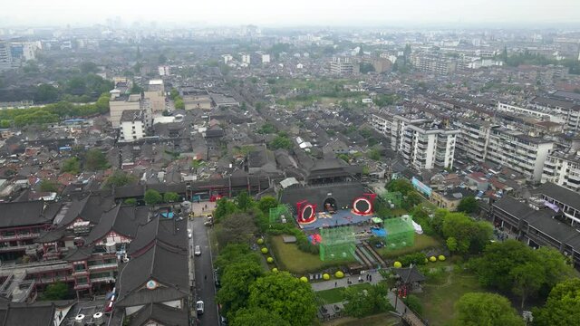 Aerial photography of Dongguan Street, a famous historical district in Yangzhou