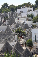 view of the trulli, traditional stone whitewashed houses of Southern Italy, Alberobello