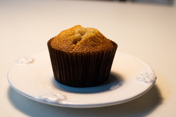 close up fresh cake  from oven , Banana cupcake