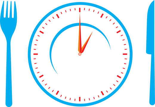 blue fork knife clock time eating concept clip art preview