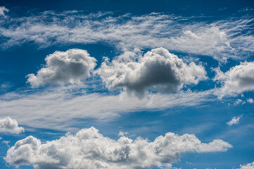 Cumulus clouds in the blue sky