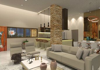 Residential interior design with a contemporary style
