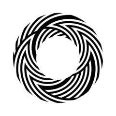 Circle circular design element with striped lines pattern.