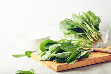 Fresh spinach leaves.