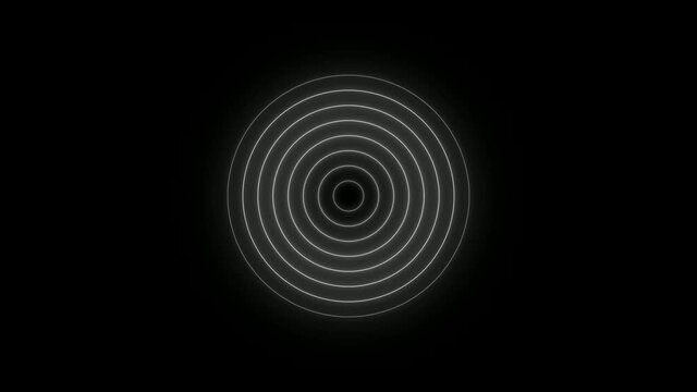 White color neon radio wave animation on black background