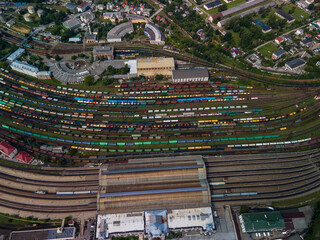 aerial view of railroad hub