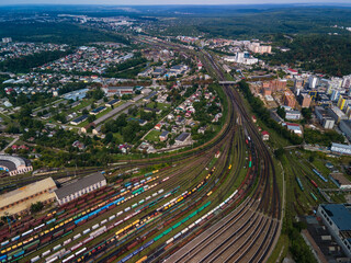 aerial view of railroad hub