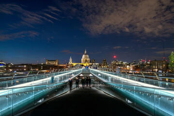 Fototapeta na wymiar London, St Pauls Cathedral, Millennium Bridge, City of London, England, United Kingdom