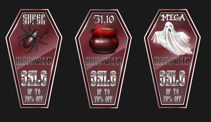 Halloween vector labels set for sale