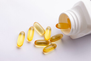 yellow pills omega 3 capsules fish oil for health