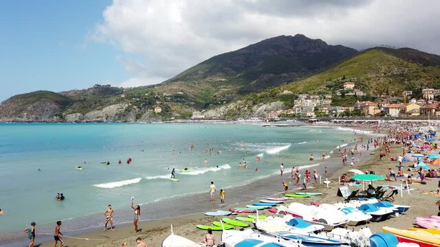 Europe, Italy, Liguria, Levanto is a sea village included in Cinque Terre National park famous for the summer holidays and the surfers who come from all over the world - 