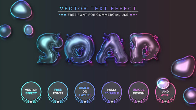 Soap Bubble - Editable Text Effect, Font Style