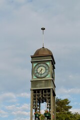 Clock tower on blue sky background